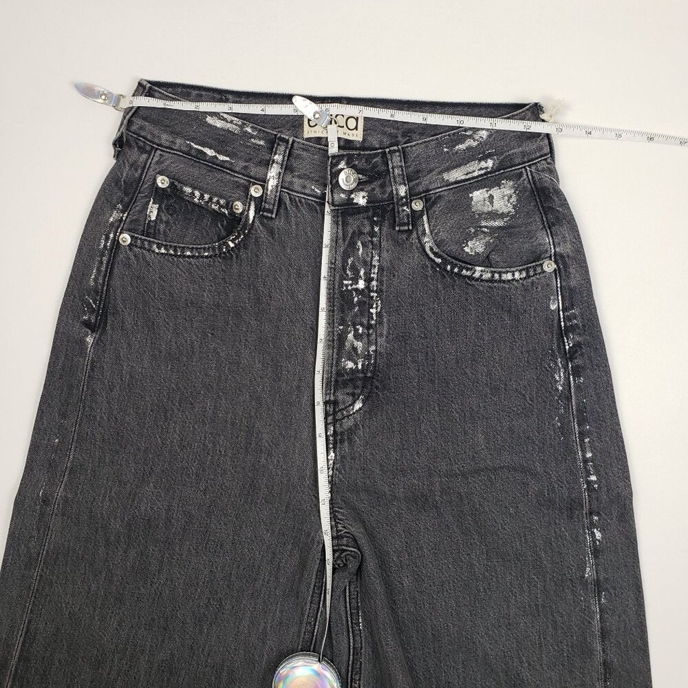Anthropologie Etica Marley Ultra High Rise Baggy Jeans Women's Sz 24 Icicle Grey - Picture 8 of 16